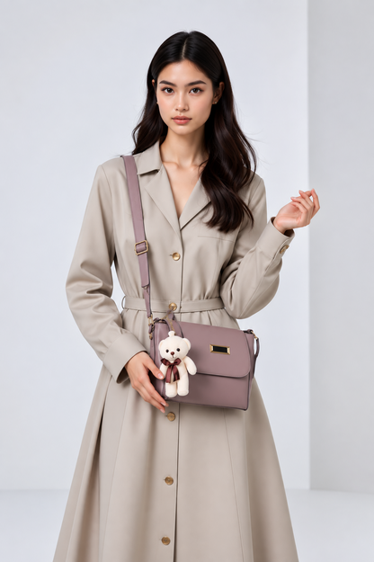 Chic Teddy Charm Women’s Shoulder Bag – Elegant Crossbody Handbag