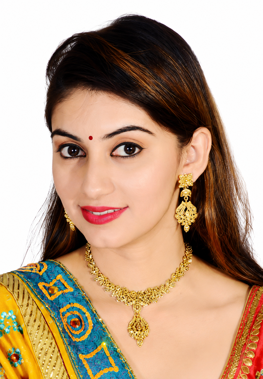 Women's Gold Plated stone work Jewellery Set